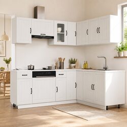 Functional 11-Piece White Kitchen Cabinet Set for Home