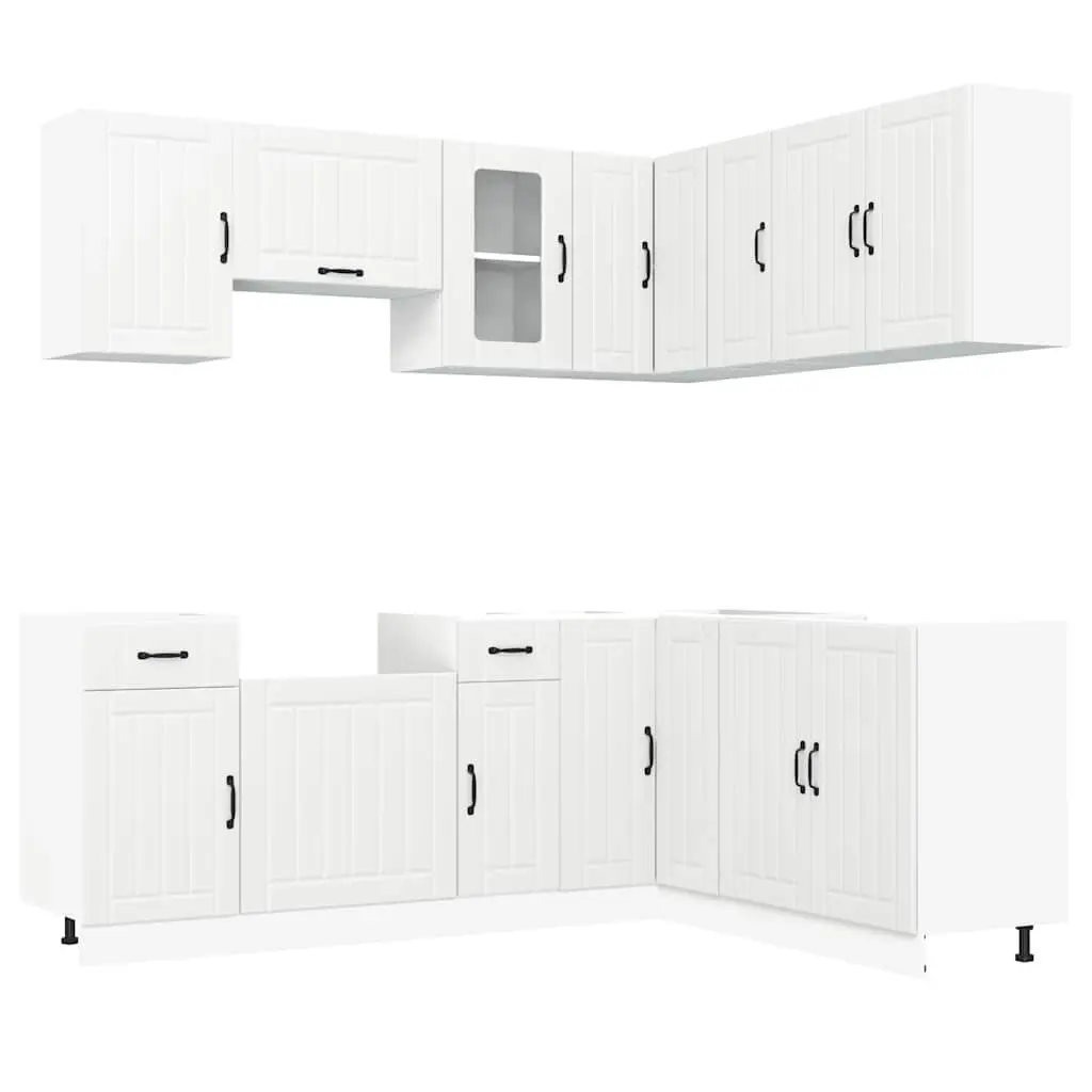 11 Piece Kitchen Storage Set Engineered Wood White Organised Furniture