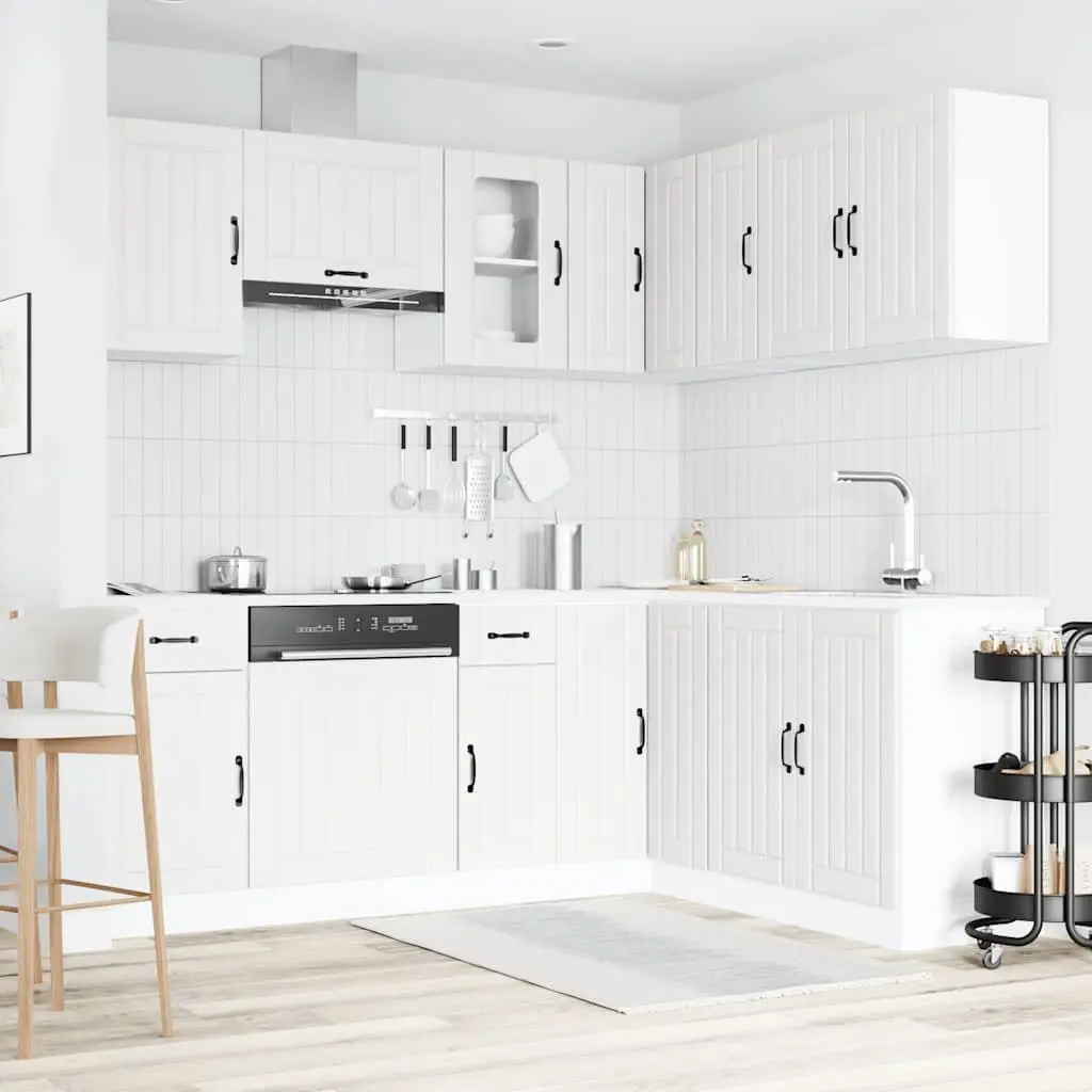 11 Piece Kitchen Storage Set Engineered Wood White Organised Furniture