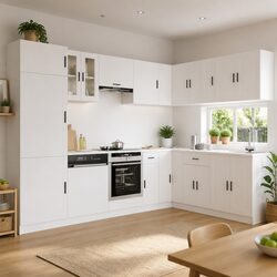 Kitchen Cabinet Set 14 Piece White Engineered Wood Storage Furniture