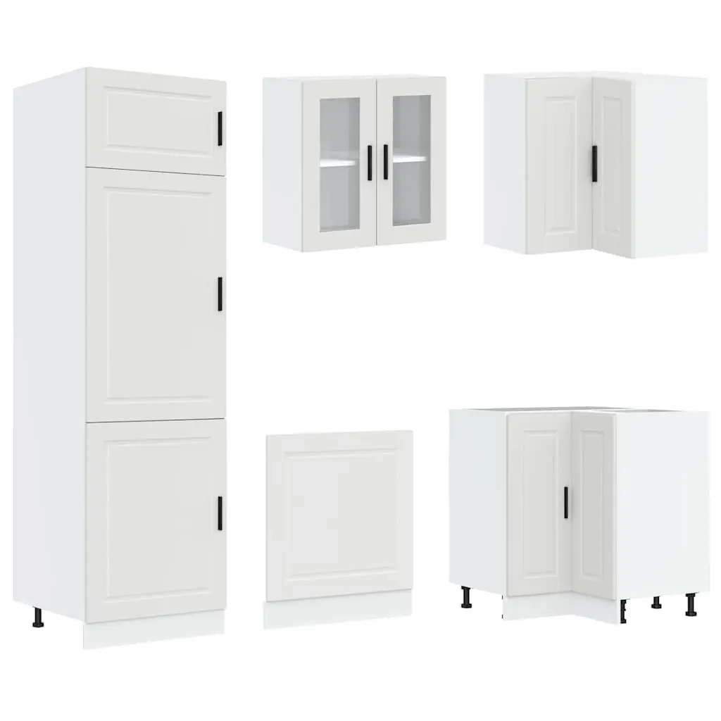 Kitchen Cabinet Set 14 Piece White Engineered Wood Storage Furniture