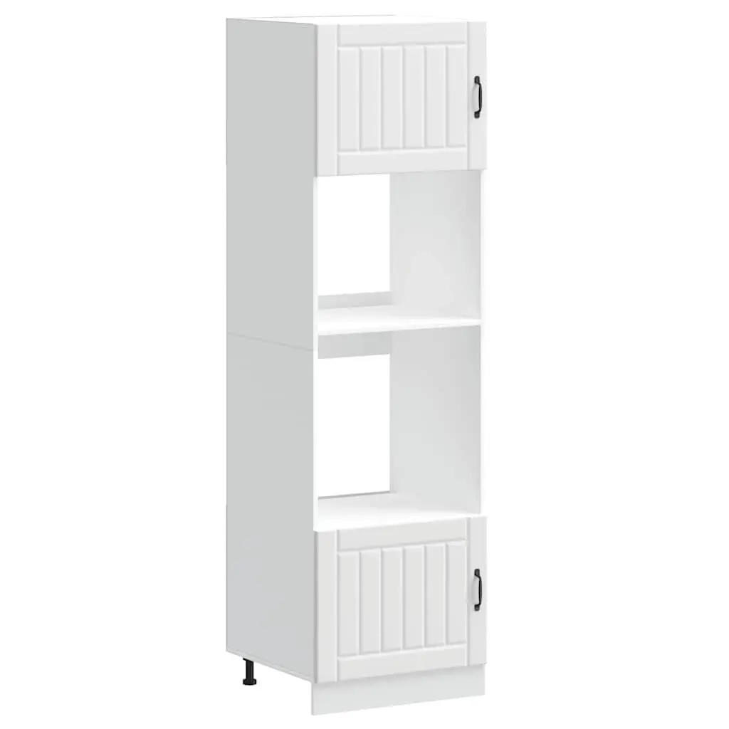 Oven Cabinet 2 pcs White Engineered Wood Kitchen Storage Unit Compact Design