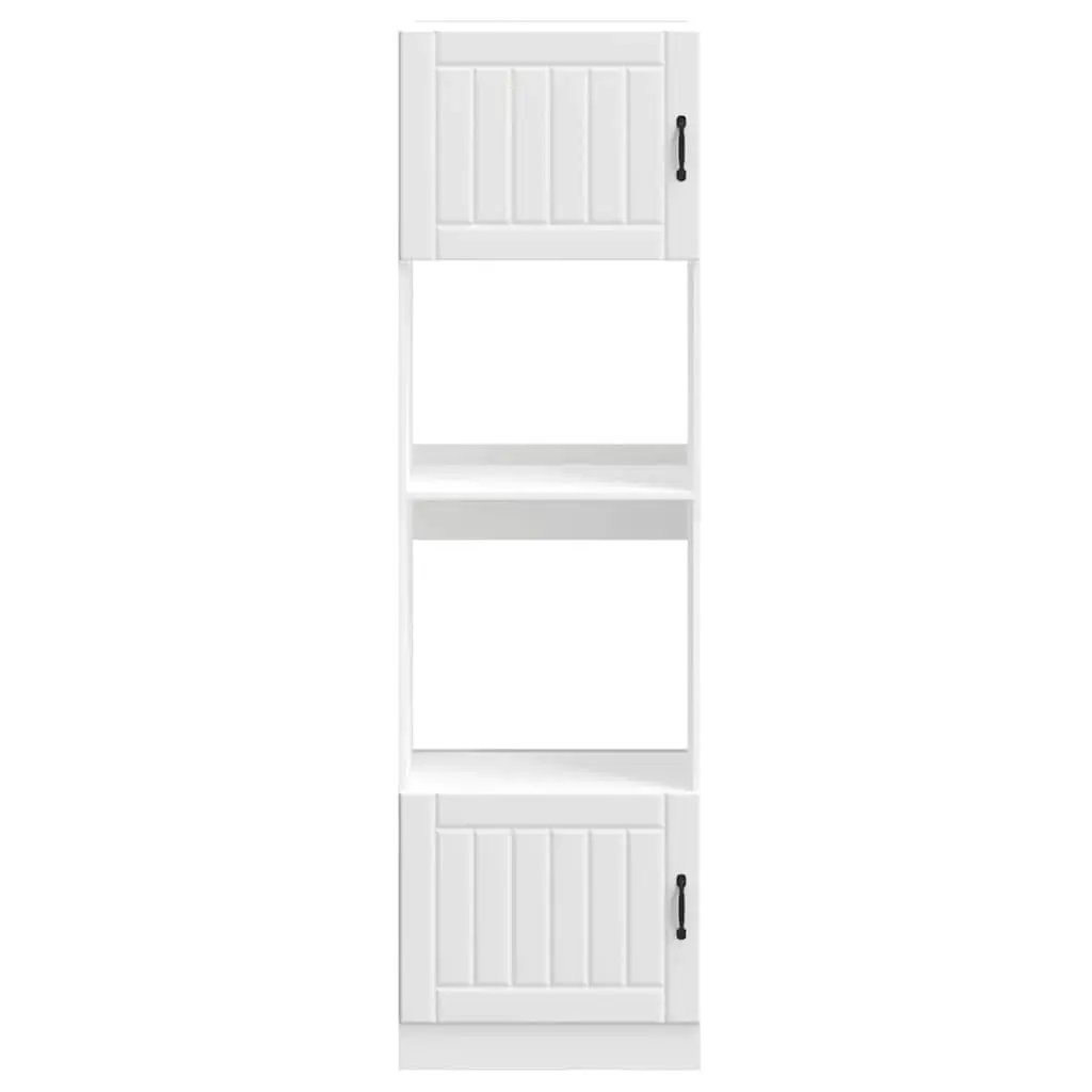 Oven Cabinet 2 pcs White Engineered Wood Kitchen Storage Unit Compact Design