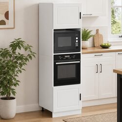 Oven Cabinets 2 pcs White Kitchen Storage Unit Large Compartment Engineered Wood