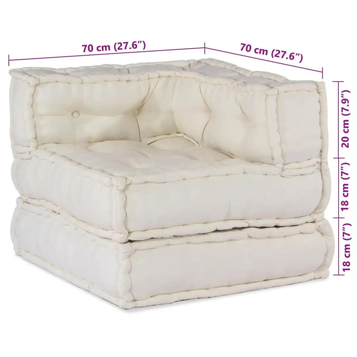 Modular Sofa Unit Fabric 140 x 70 x 56 cm Cream 2 Piece Indoor Outdoor