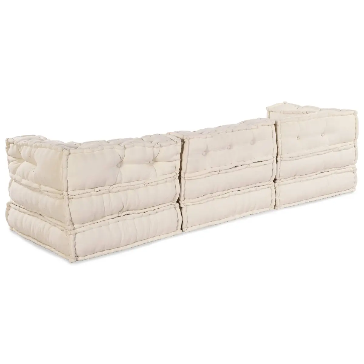 Modular Sofa Unit Fabric Cream 210 x 70 x 56 cm Indoor Outdoor Lounge Seating