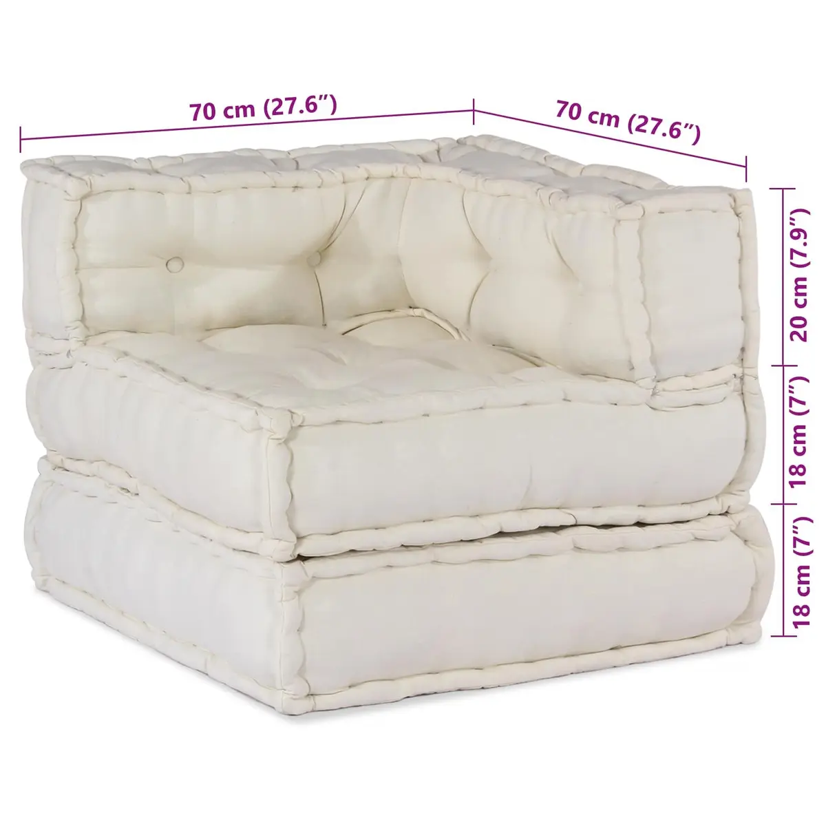 Modular Sofa Unit Fabric Cream 210 x 140 x 56 cm Indoor Outdoor Lounge Seating