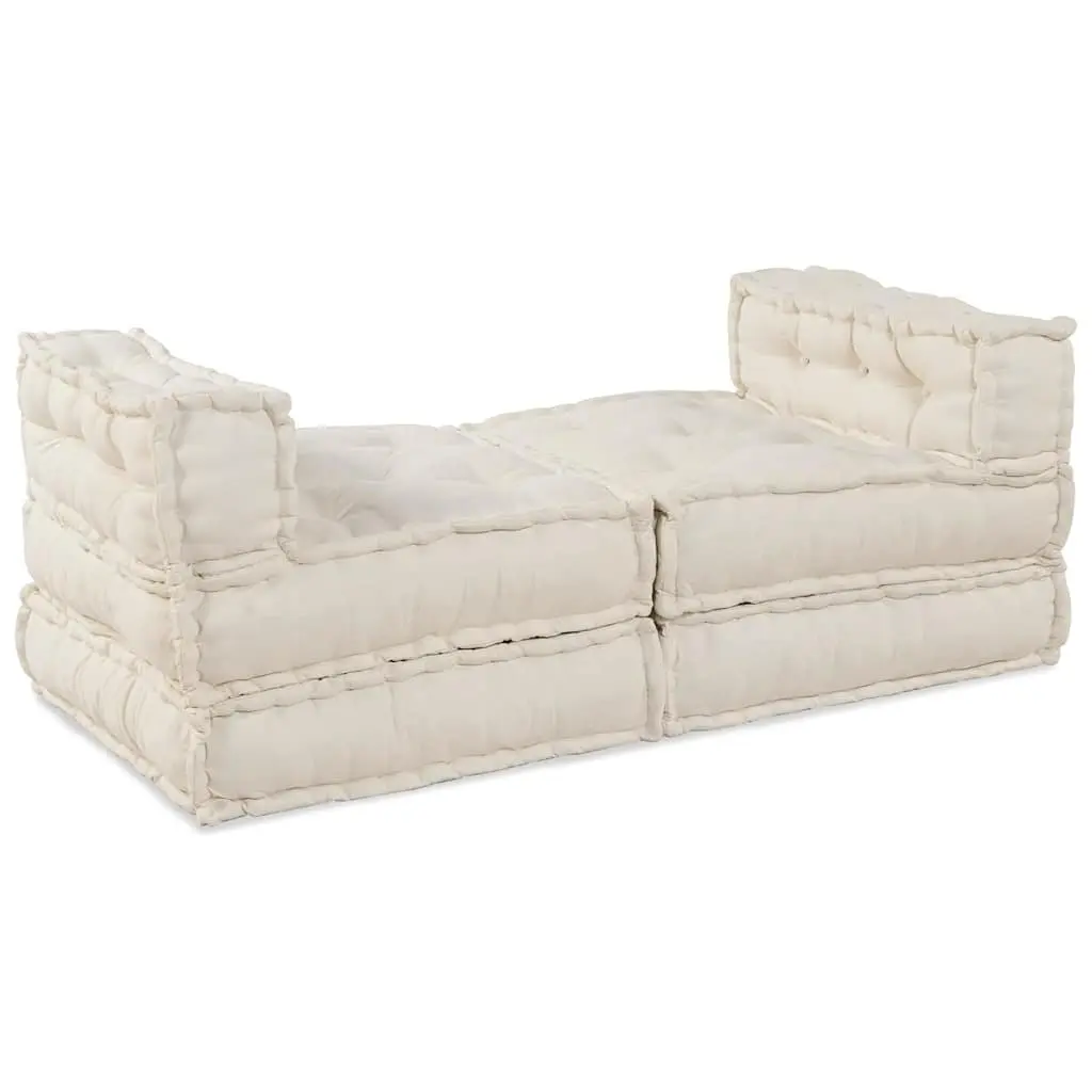 Modular Sofa Unit Fabric Cream 210 x 140 x 56 cm Indoor Outdoor Lounge Seating