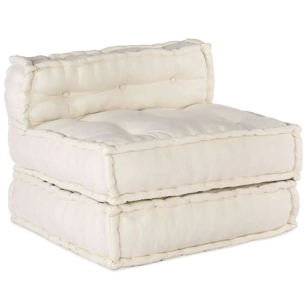Modular Sofa Unit Fabric Cream 210 x 140 x 56 cm Indoor Outdoor Lounge Seating