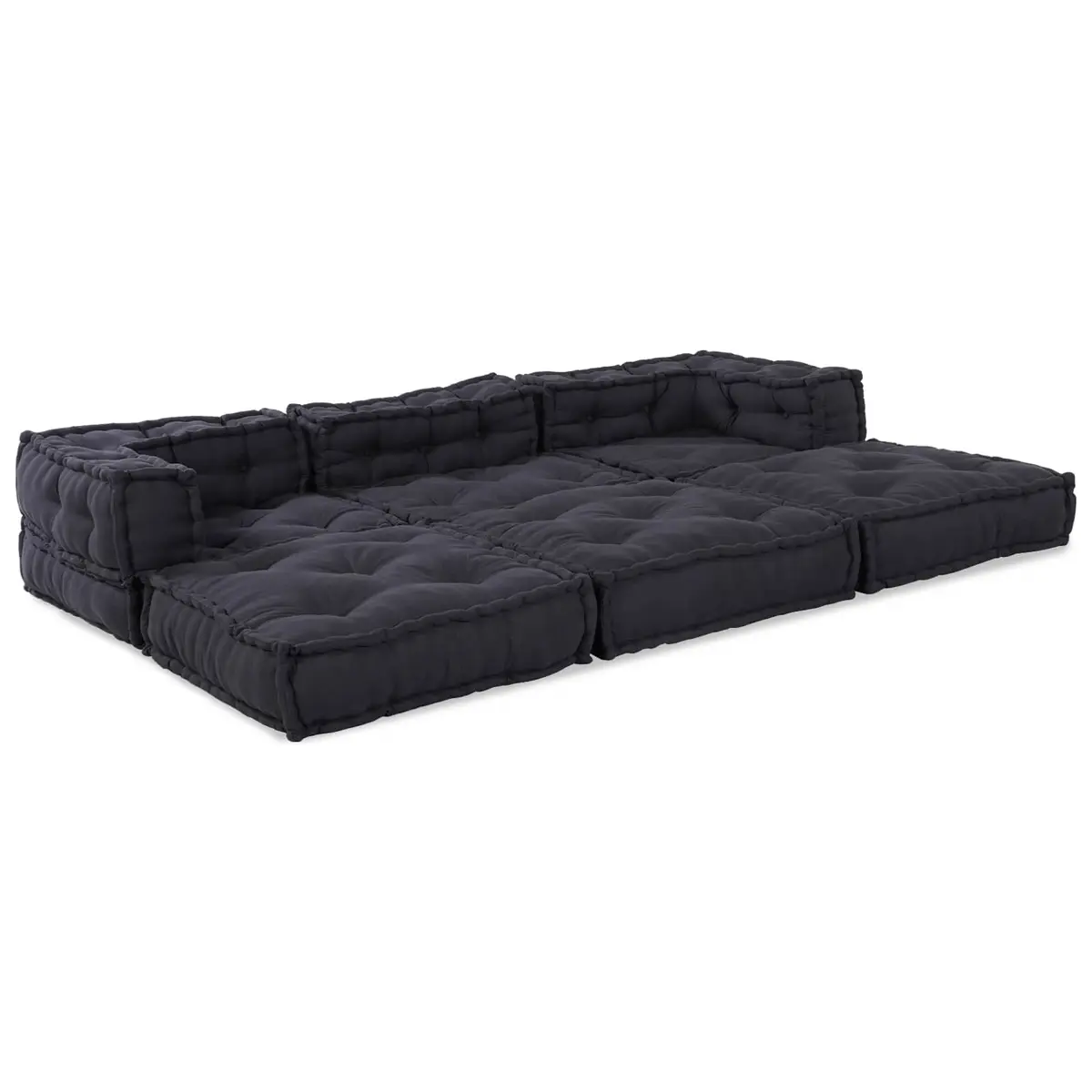 Modular Sofa Unit Indoor Outdoor Anthracite Fabric 210cm x 70cm x 56cm Lounge Seat