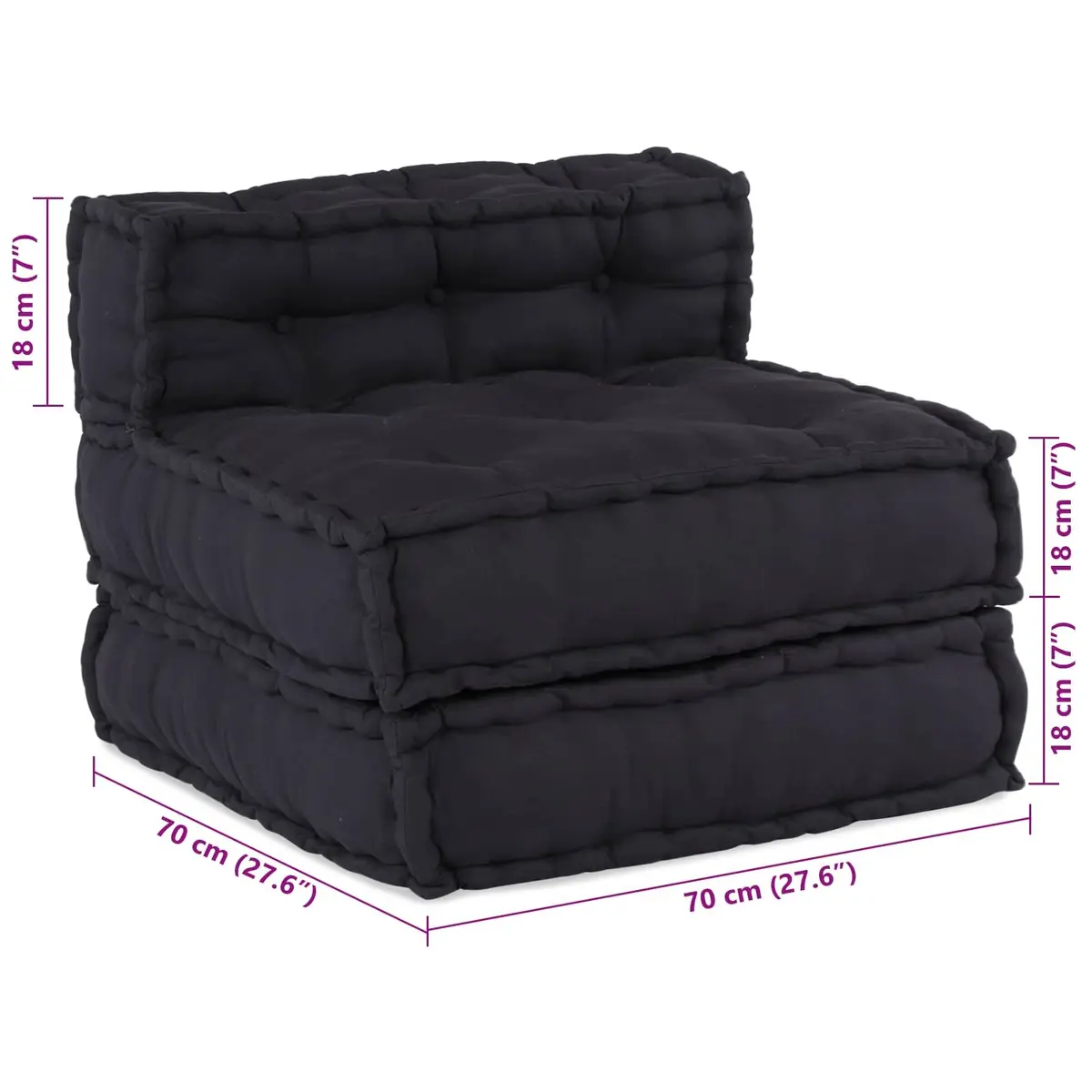 Fabric Modular Sofa Unit Anthracite 210cm x 140cm x 56cm Indoor and Outdoor Flexible Lounge Seating