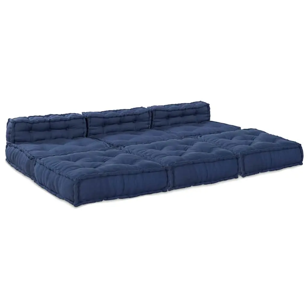 Modular Sofa Unit Fabric Indigo Blue 210 x 140 x 56 cm Indoor Outdoor Lounge