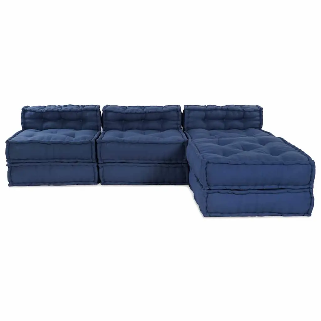 Modular Sofa Unit Fabric Indigo Blue 210 x 140 x 56 cm Corner Lounge Seat