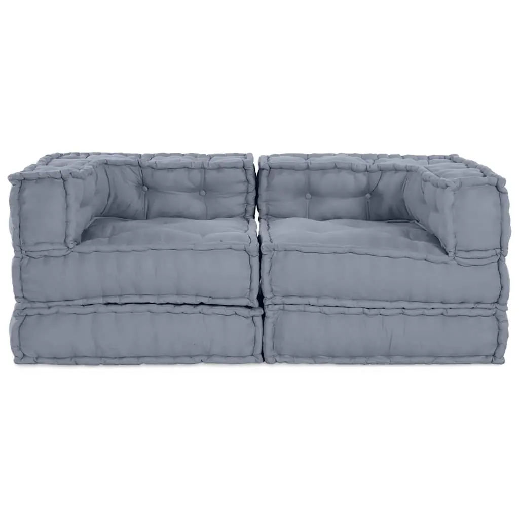 Modular Sofa Unit Fabric 140 x 70 x 56 cm Grey 2 Piece Indoor Outdoor