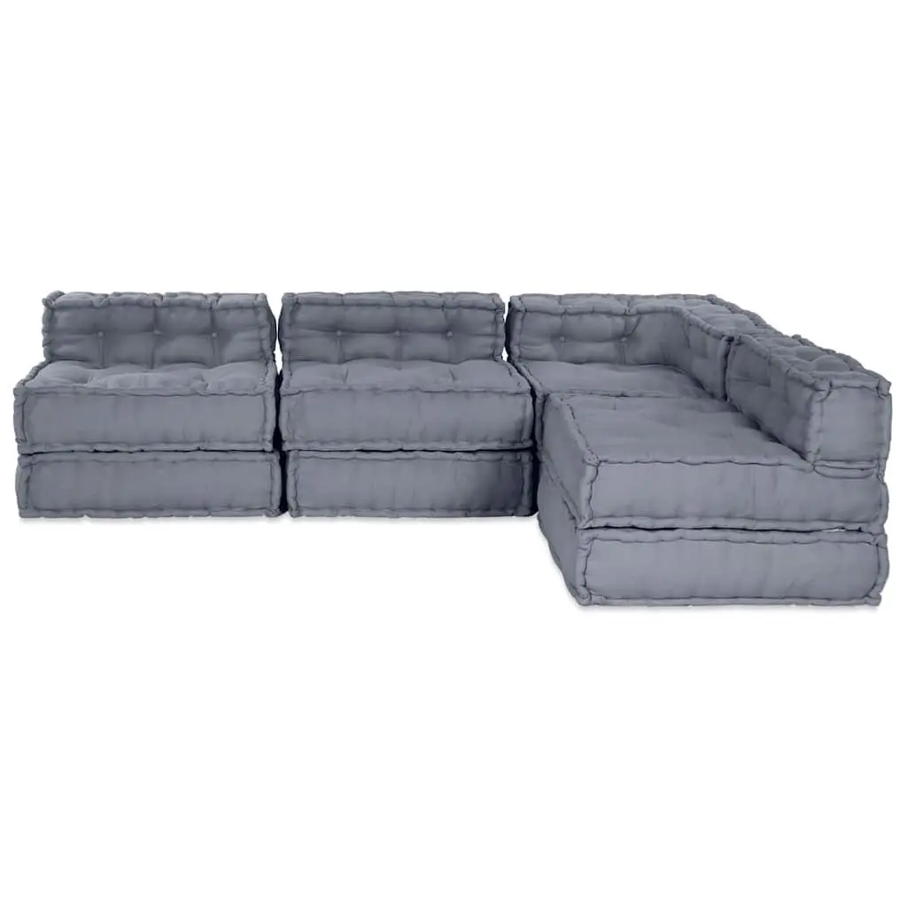 Modular Sofa Unit Fabric Grey 210 x 140 x 56 cm Indoor Outdoor Lounge Seating