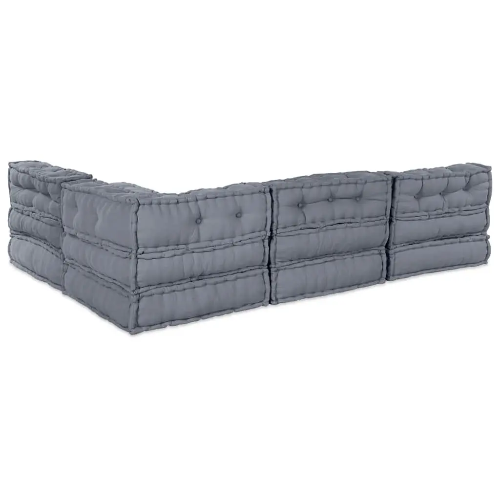 Modular Sofa Unit Fabric Grey 210 x 140 x 56 cm Indoor Outdoor Lounge Seating