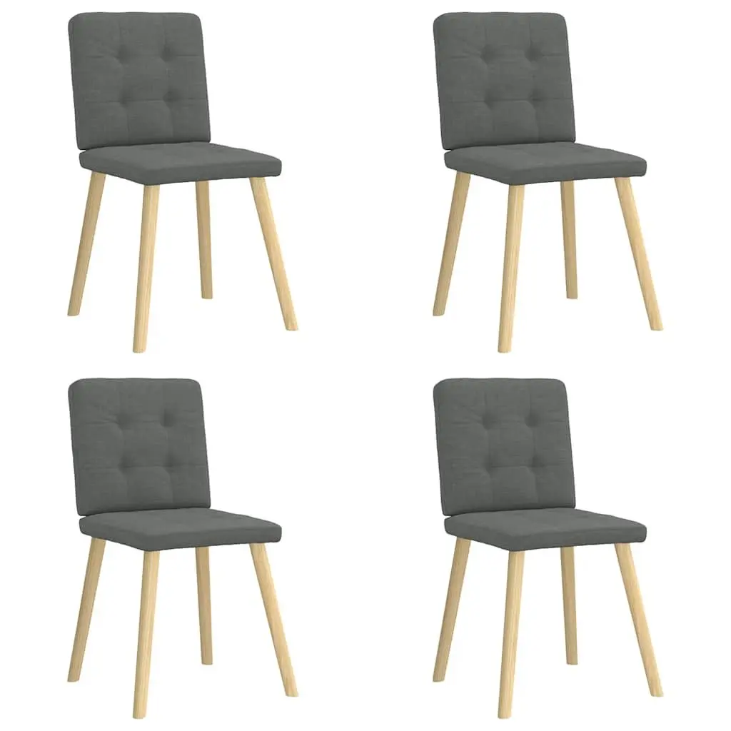 Dining Chairs Polyester Upholstery Metal and Wood Frame 4 pcs Grey