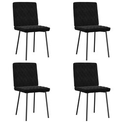 Practical Set of 4 Black Velvet Dining Chairs