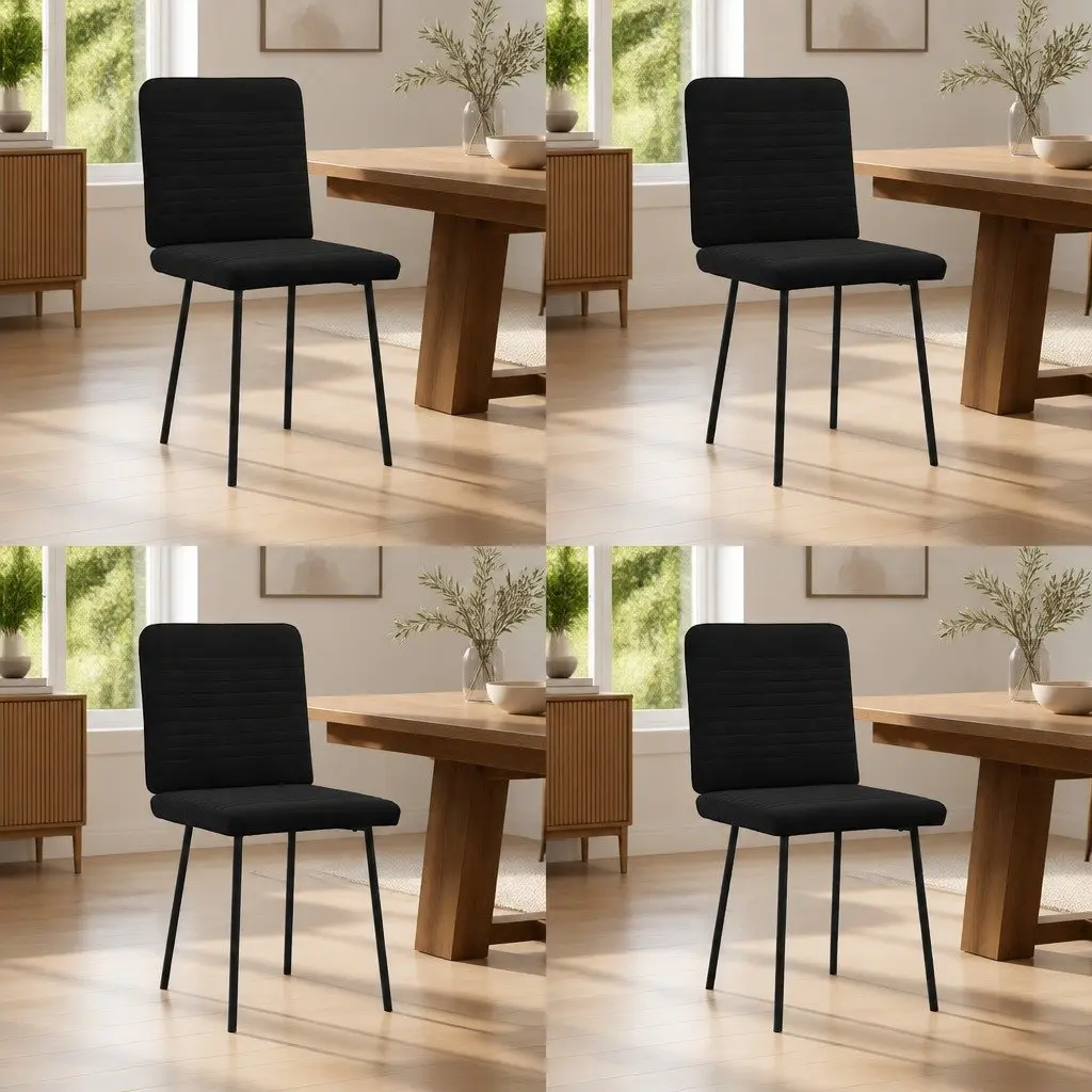 4-Piece Black Velvet Dining Chairs for Home