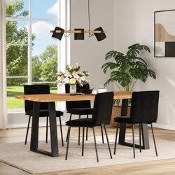 Practical Set of 4 Black Velvet Dining Chairs