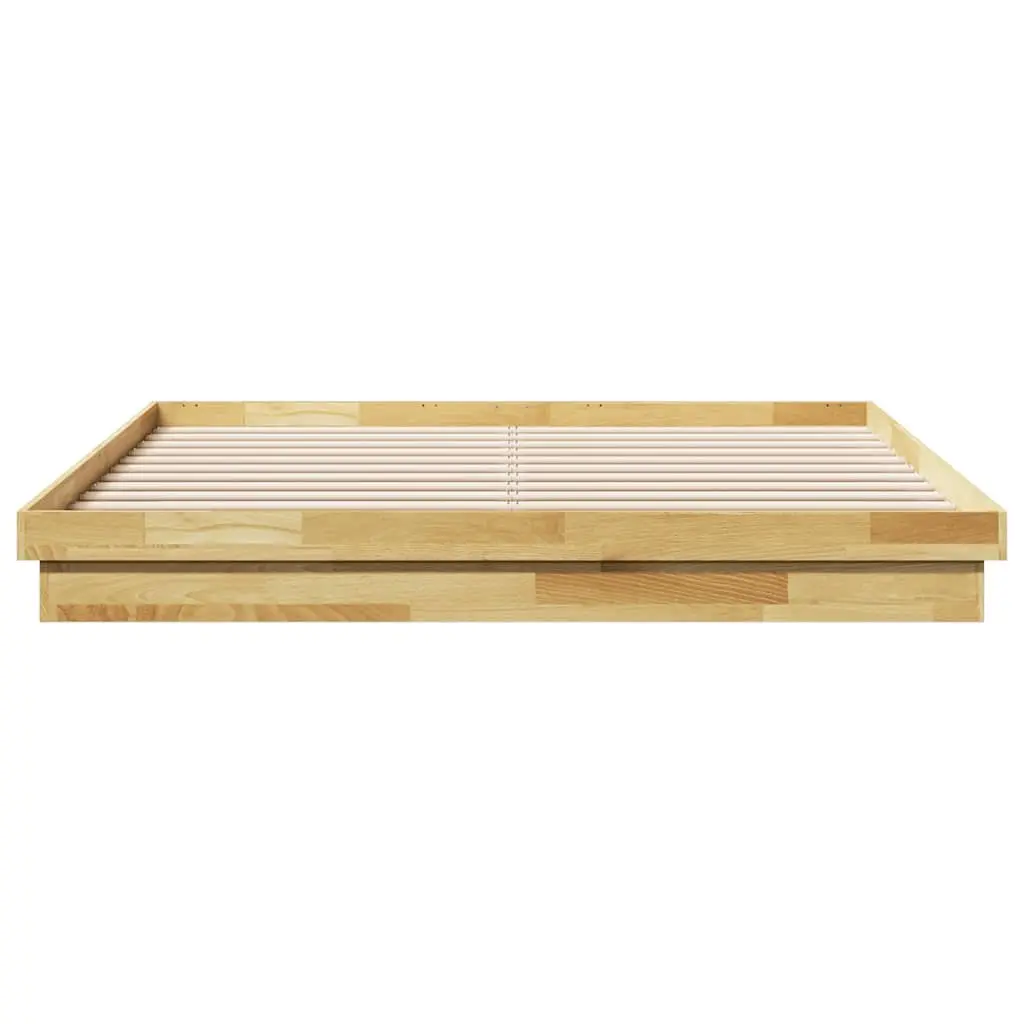Bed Frame Solid Oak Wood 180x200 cm Low Floor Brown Slatted Base