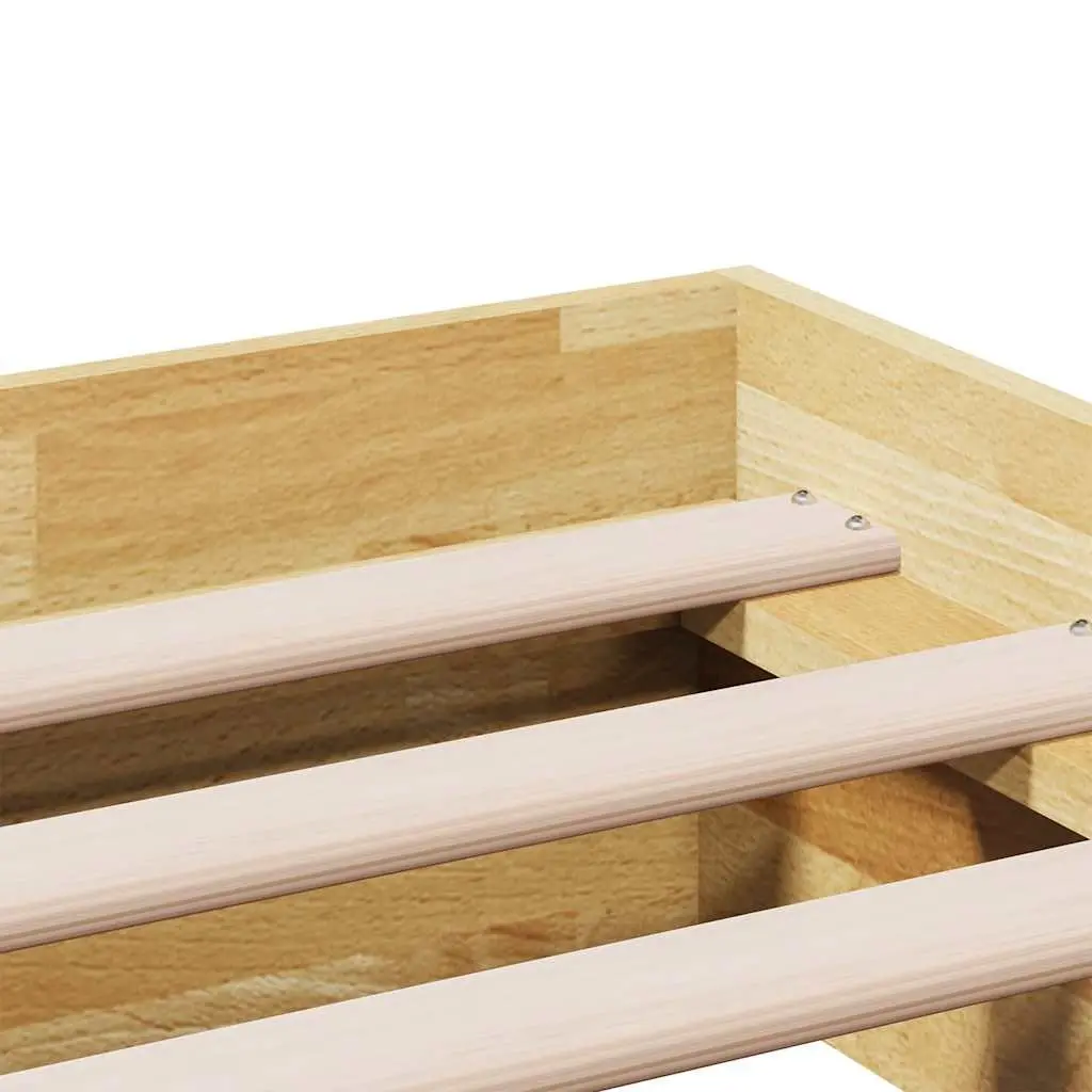 Bed Frame Solid Wood Oak 150x200 cm Low Floor Slatted Base Brown