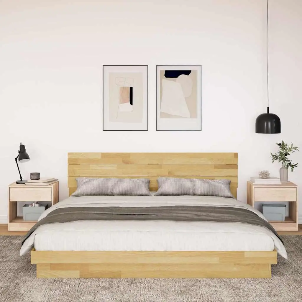 Solid Wood Bed Frame with Headboard 180x200 cm Low Platform Bedroom Furniture
