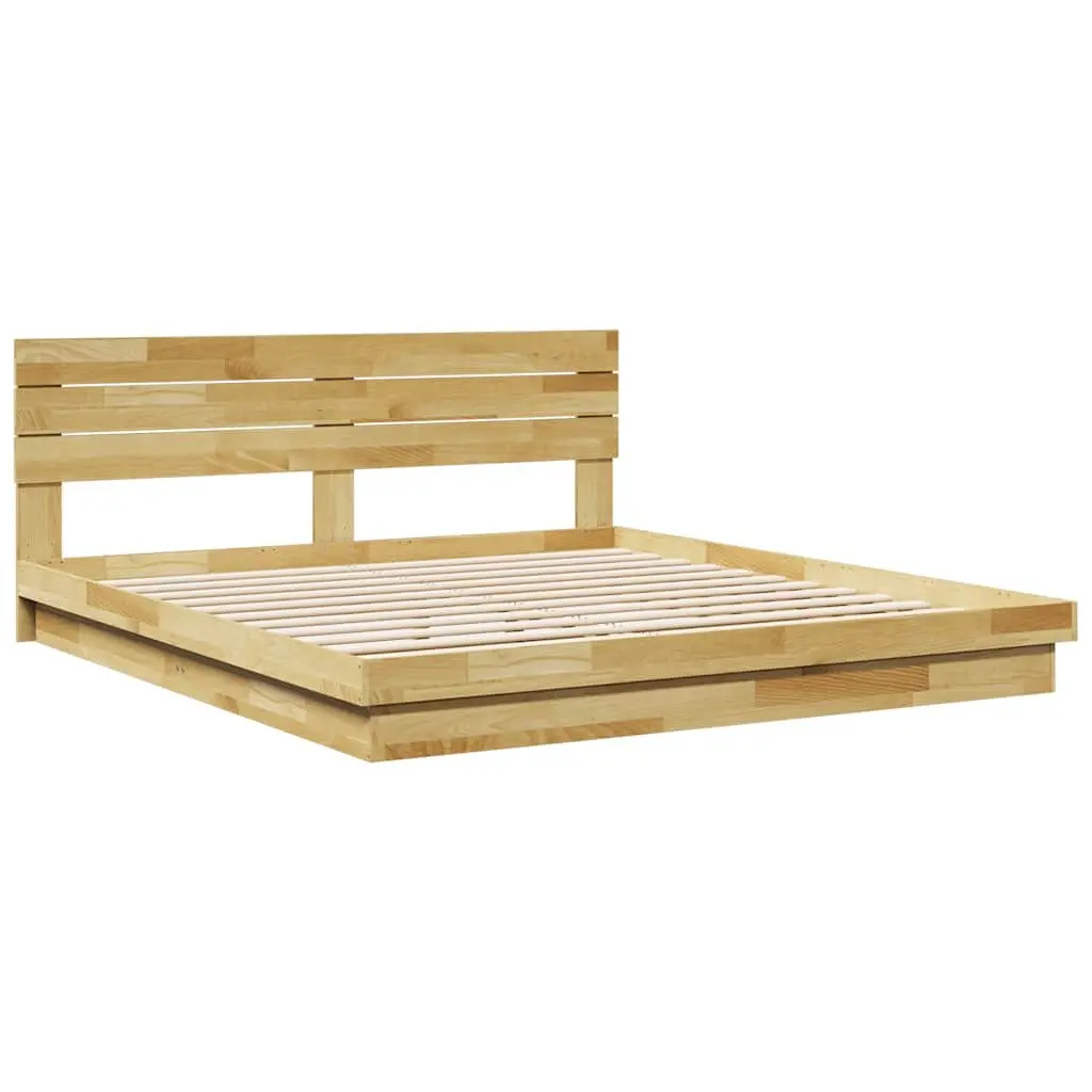 Solid Wood Bed Frame with Headboard 180x200 cm Low Platform Bedroom Furniture
