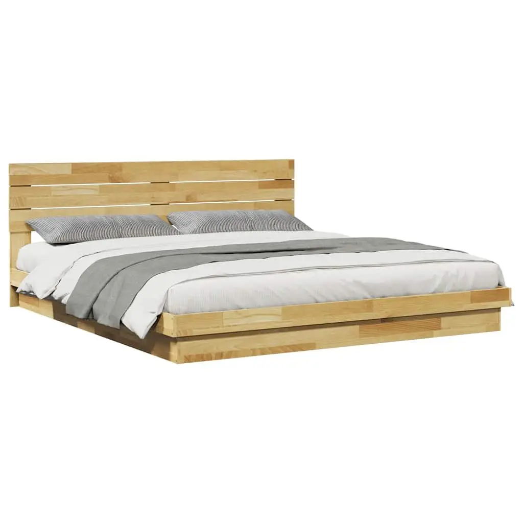 Solid Wood Bed Frame with Headboard 180x200 cm Low Platform Bedroom Furniture