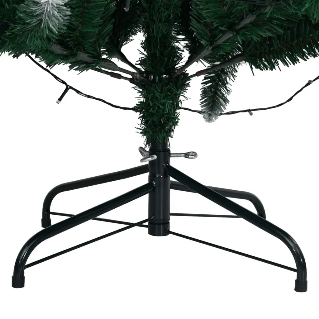 Artificial Christmas Tree Green PVC 240cm 300 LED Hinged Branches Steel Stand