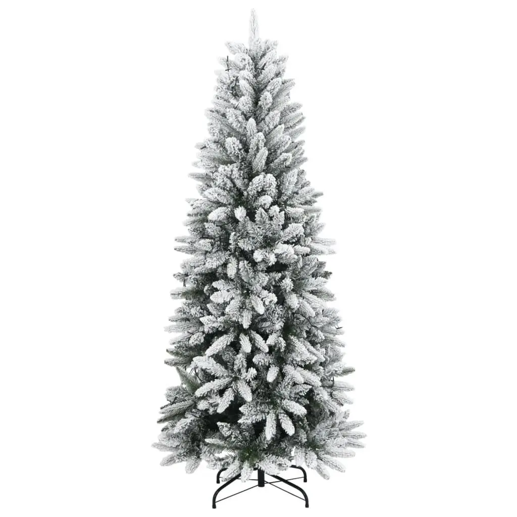 Artificial Christmas Tree 150cm 150 LEDs Flocked Snow Green Holiday Decoration