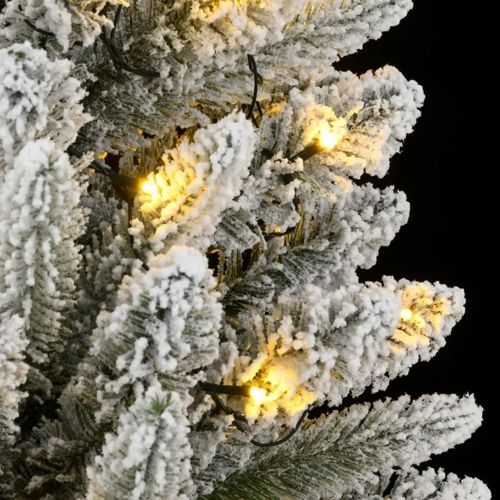 Artificial Christmas Tree 150cm 150 LEDs Flocked Snow Green Holiday Decoration