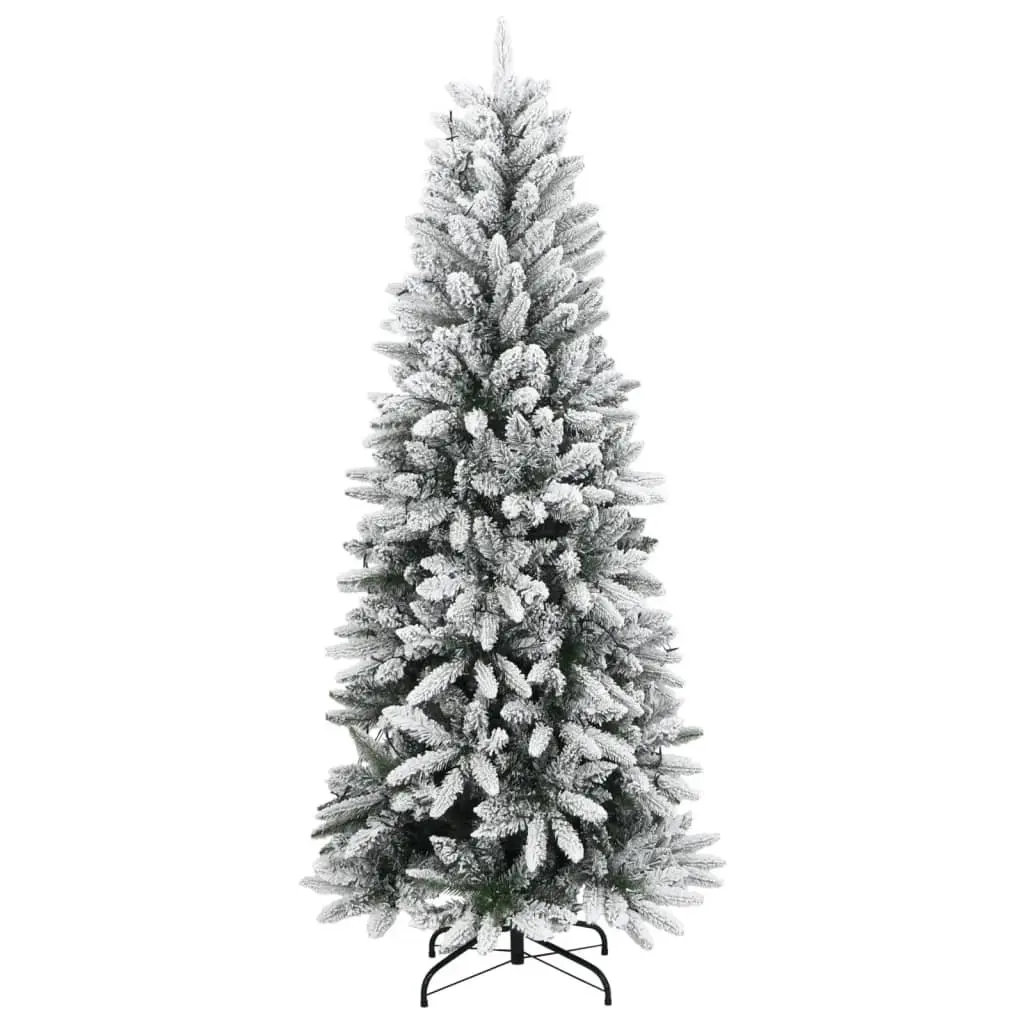 Artificial Christmas Tree PVC 210cm Green Flocked Snow with 300 LED Lights