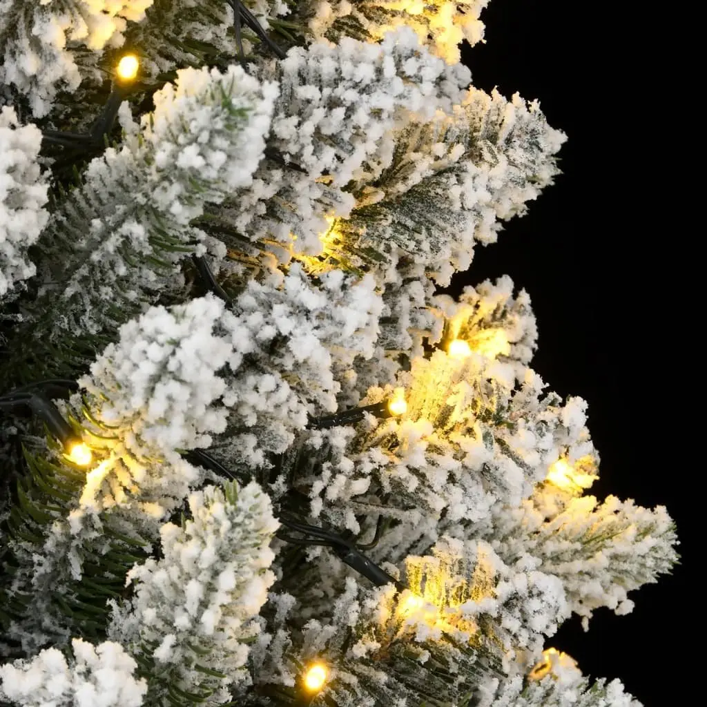 Artificial Christmas Tree PVC PE 210cm Slim Green Flocked Snow Holiday Decor