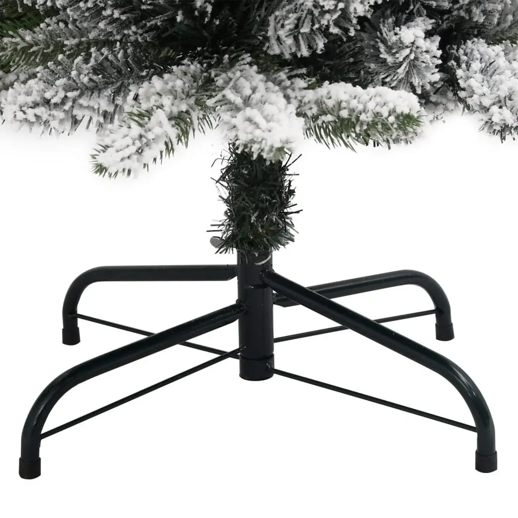 Artificial Christmas Tree PVC PE 210cm Slim Green Flocked Snow Holiday Decor
