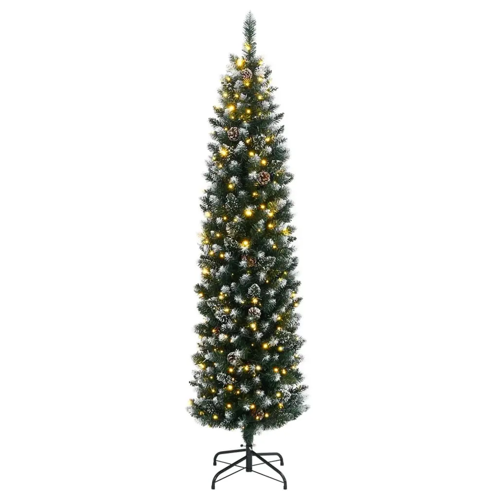 Artificial Slim Christmas Tree PVC 150cm Green with 150 LED Lights and 8 Lighting Modes