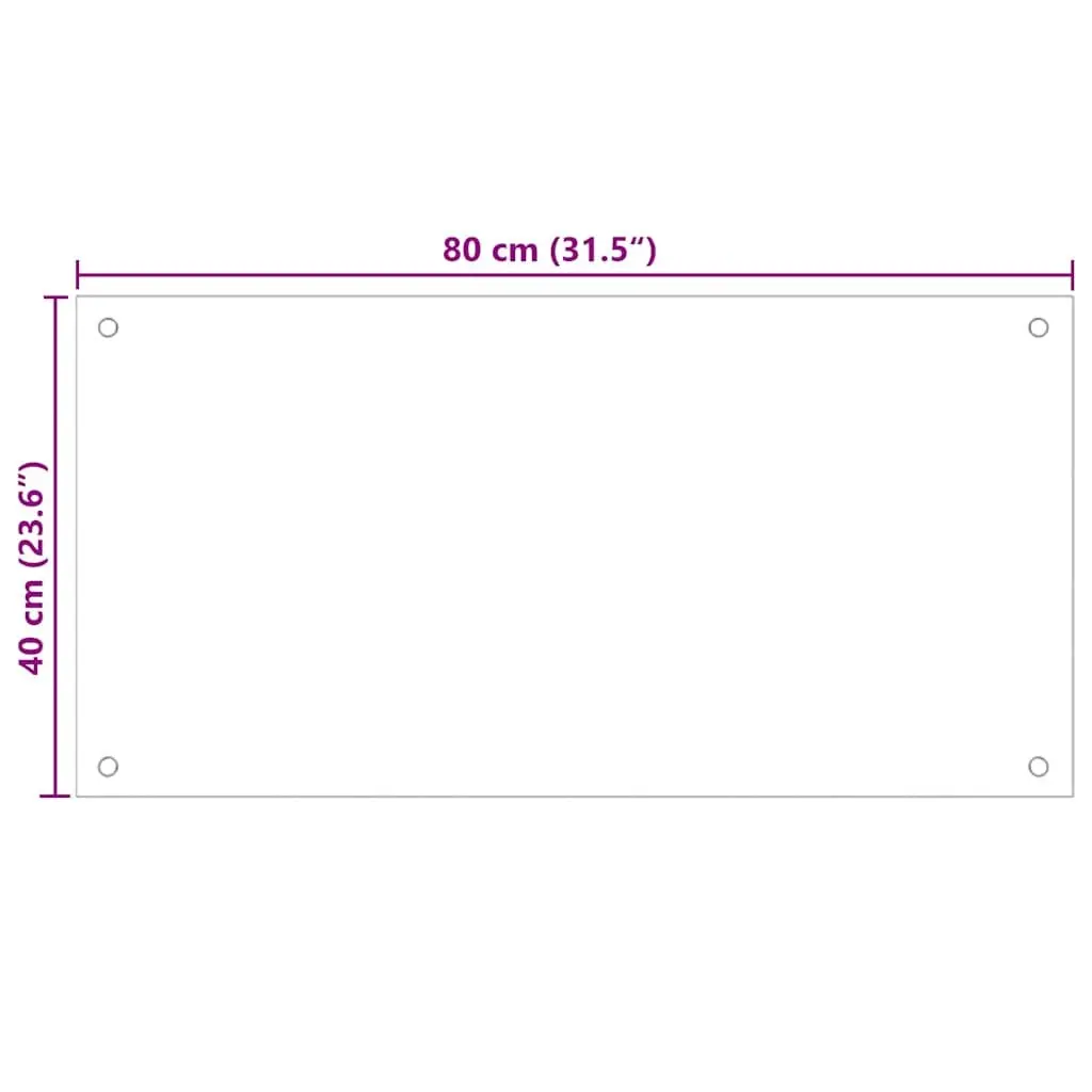 Tempered Glass Splash Guard Set of 2 80x40cm Transparent Kitchen Backsplash Panels
