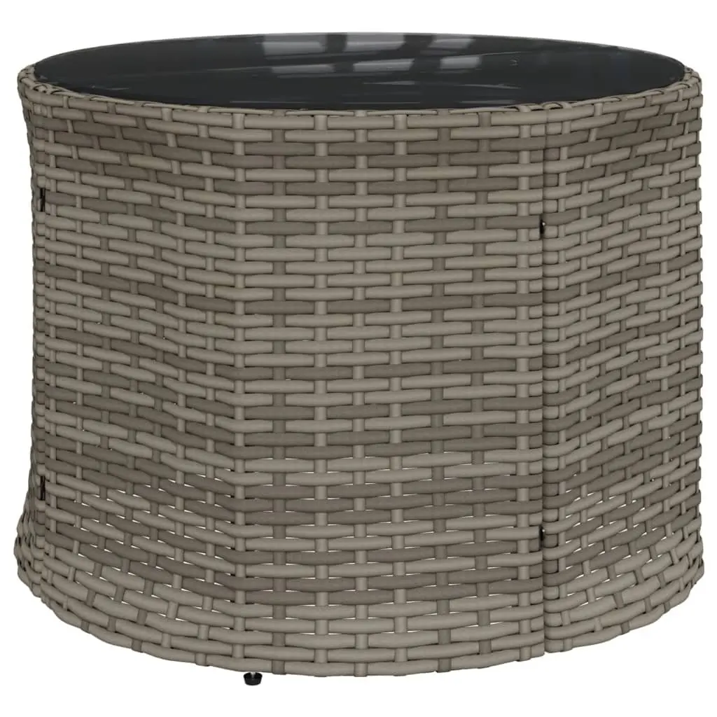 Grey Poly Rattan Half-Round Sofa Set with Cushions and Table Outdoor Furniture