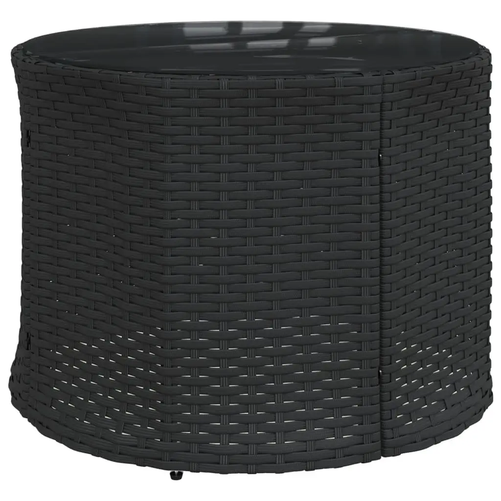Round Garden Sofa Set with Table and Cushions Black Poly Rattan Outdoor Lounge