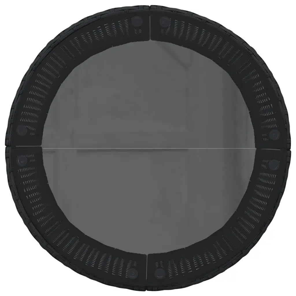 Round Garden Sofa Set with Table and Cushions Black Poly Rattan Outdoor Lounge