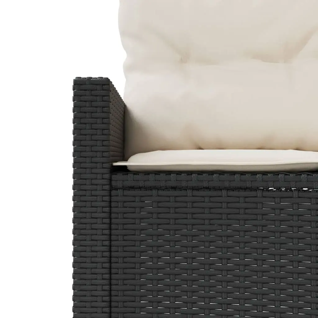 Round Garden Sofa Set with Table and Cushions Black Poly Rattan Outdoor Lounge