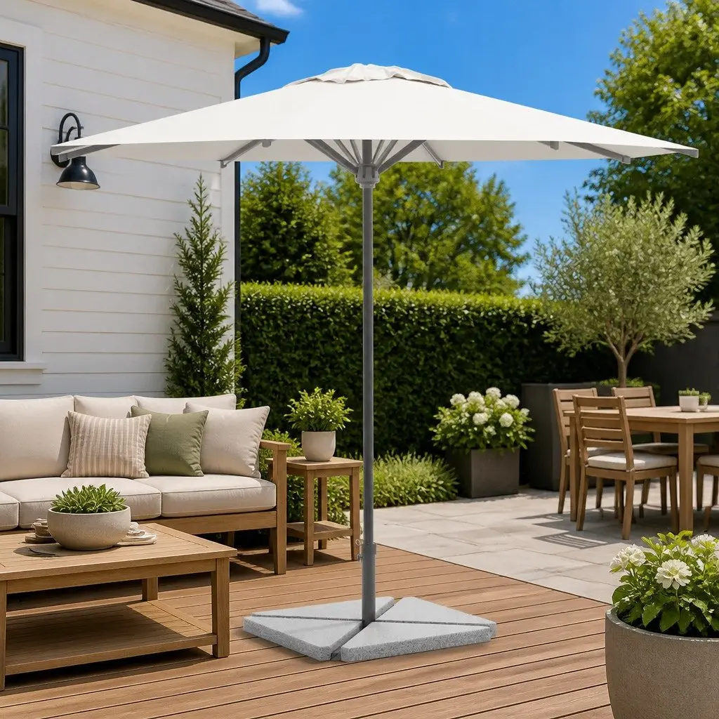 Triangular Grey Base Outdoor Parasol Stabiliser Umbrella Weight Plates 4 Piece Set