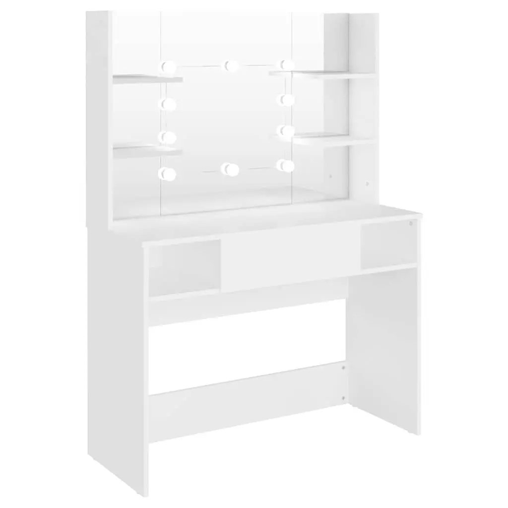 Makeup Dressing Table MDF White with LED Lights Mirror and Storage 100cm W x 40cm D x 135cm H