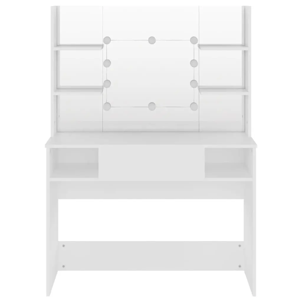 Makeup Dressing Table MDF White with LED Lights Mirror and Storage 100cm W x 40cm D x 135cm H