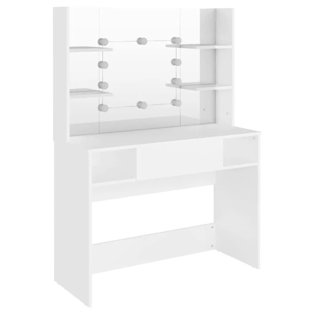 Makeup Dressing Table MDF White with LED Lights Mirror and Storage 100cm W x 40cm D x 135cm H