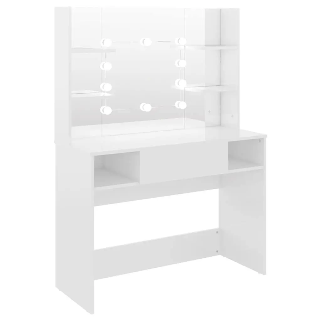 Makeup Vanity Table MDF 100 x 40 x 135 cm White with LED Lights Mirror