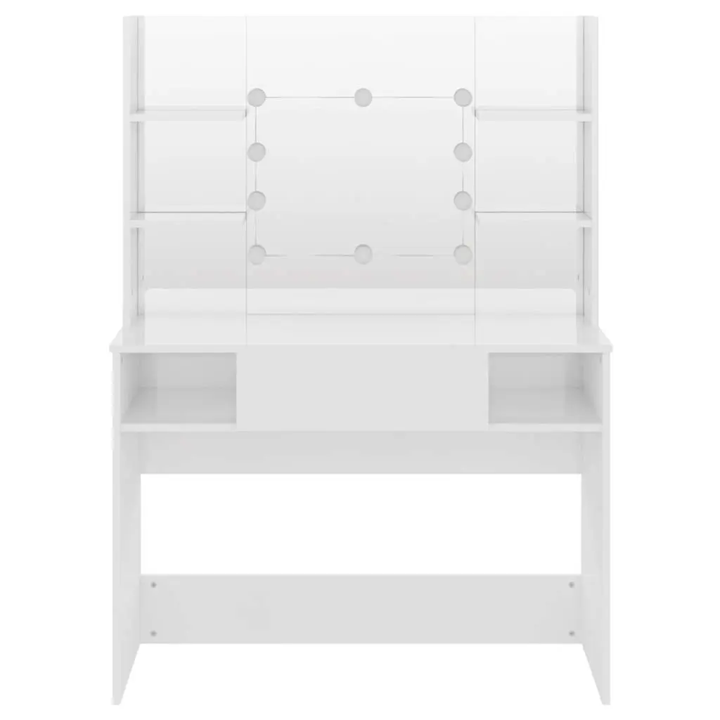 Makeup Vanity Table MDF 100 x 40 x 135 cm White with LED Lights Mirror