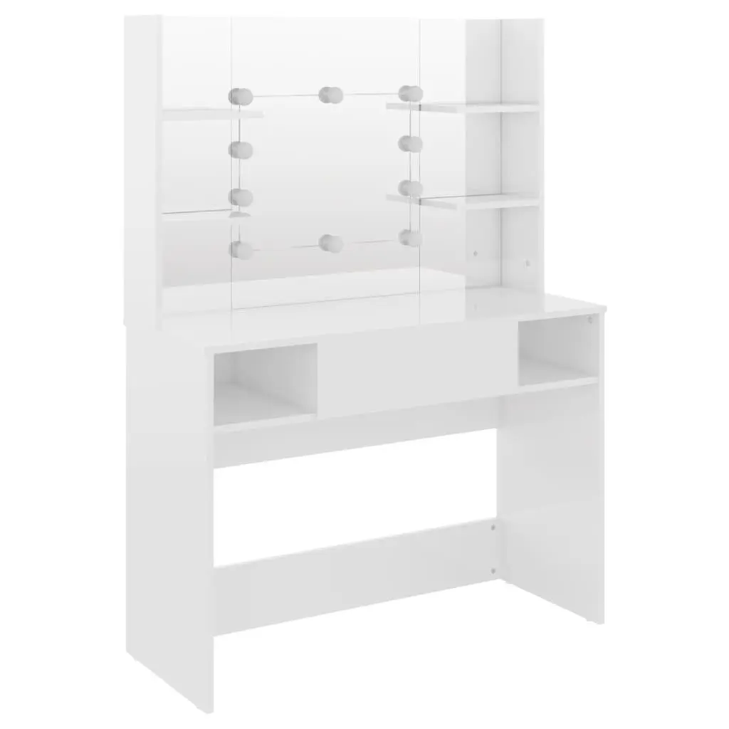 Makeup Vanity Table MDF 100 x 40 x 135 cm White with LED Lights Mirror