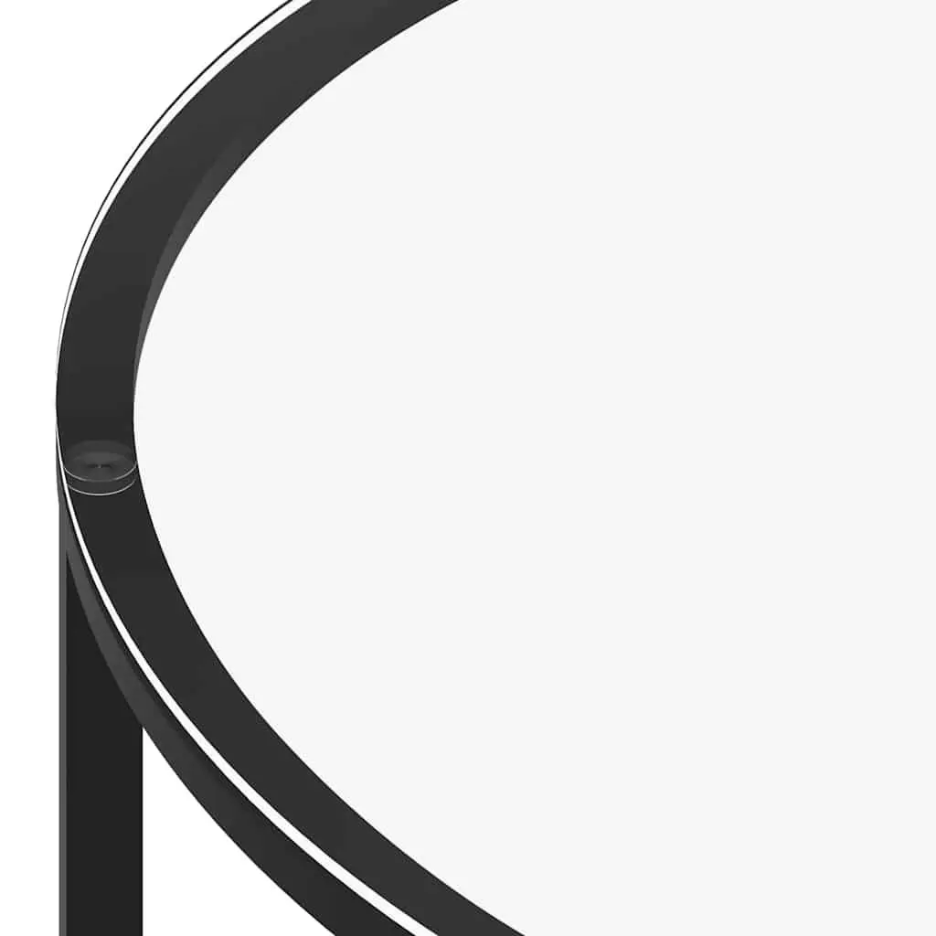 Tea Table Tempered Glass Black Marble Top 70cm Modern 2-Tier Side Coffee Table