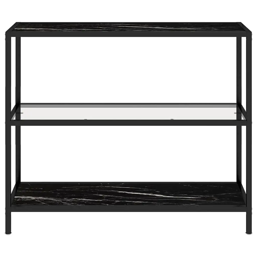 Black Marble Corner Shelf Unit Tempered Glass Storage Display Bookshelf Iron Frame 100x36x90cm